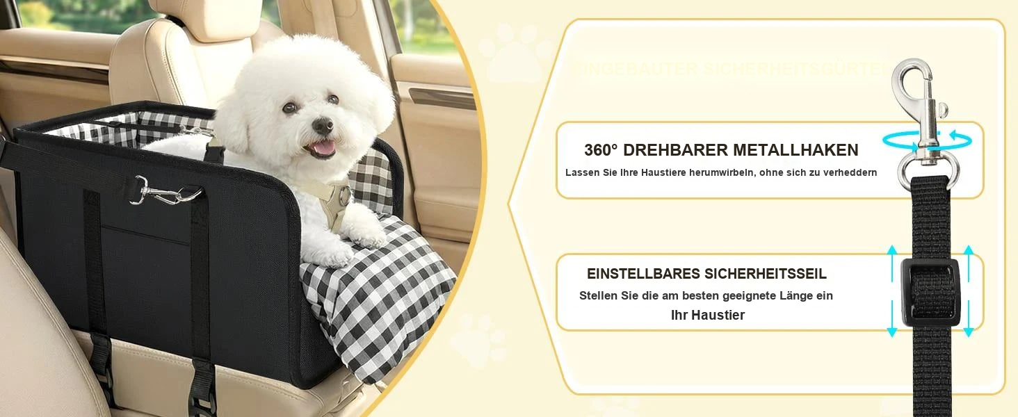 Must-Have Mittelkonsolen-Autositz für Hunde – Sitzerhöhung für kleine Haustiere zur Angstlinderung, ultrasicheres Hundebett mit Armlehne für Reisen, gemütlicher und sicherer Autositz für kleine Hunde und Katzen