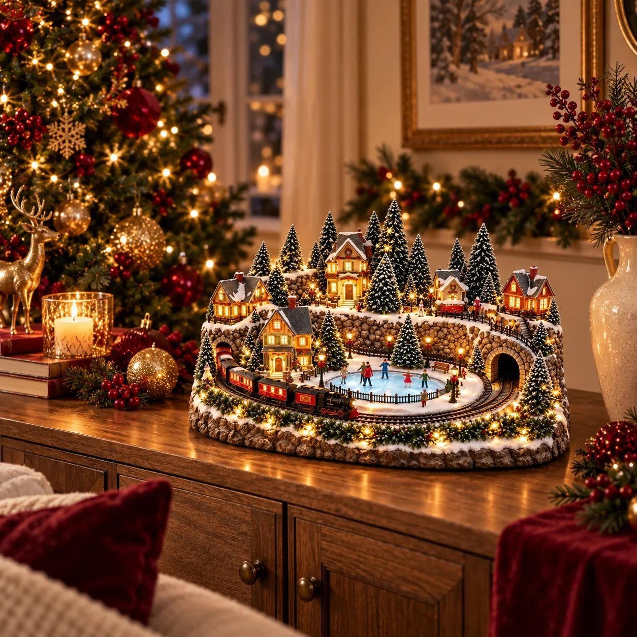 🔥 Animierte Weihnachtsszene mit Zug und Eisbahn ✨