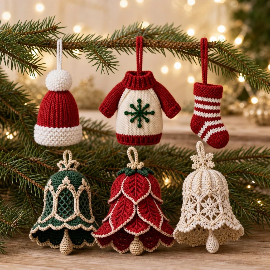Charmante Häkelanhänger im Weihnachtsstil