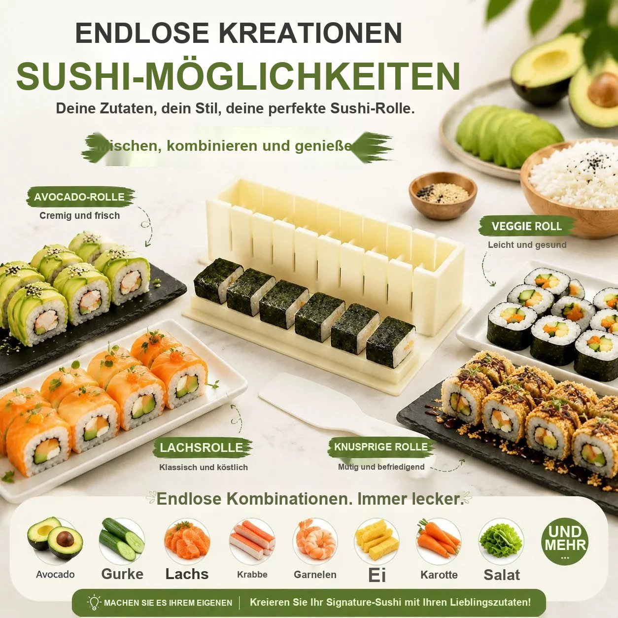 🍣 Sushi-Form – Perfekte selbstgemachte Rollen leicht gemacht