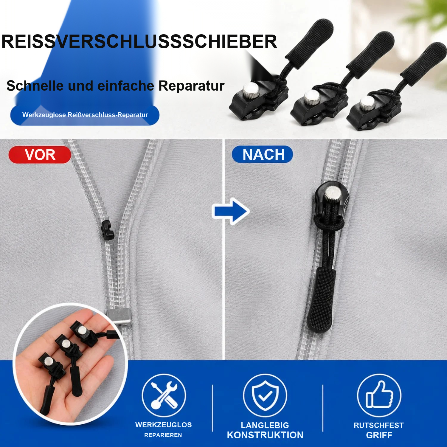🔧 Universelles Reißverschluss-Reparaturwerkzeug | Soforthilfe für defekte Reißverschlüsse