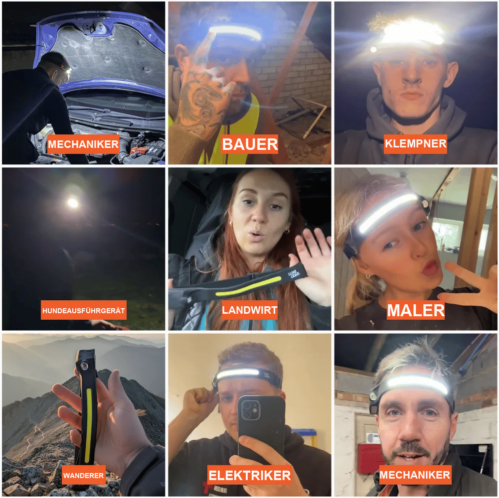 💡 Wiederaufladbare LED-Stirnlampen – 230°-Weitwinkel und Bewegungssensor