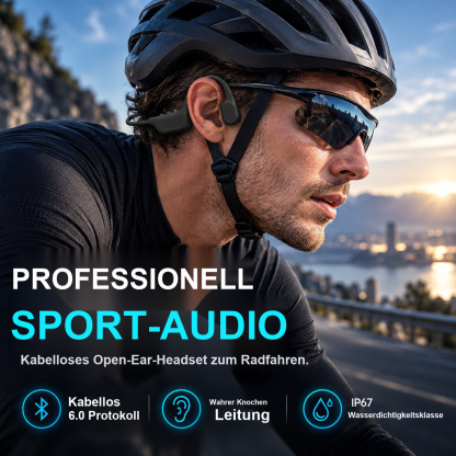 Professionelle Sport-Knochenschallkopfhörer – Bluetooth 6.0, IP67-Wasserschutz, kabelloses Open-Ear-Headset zum Laufen und Radfahren
