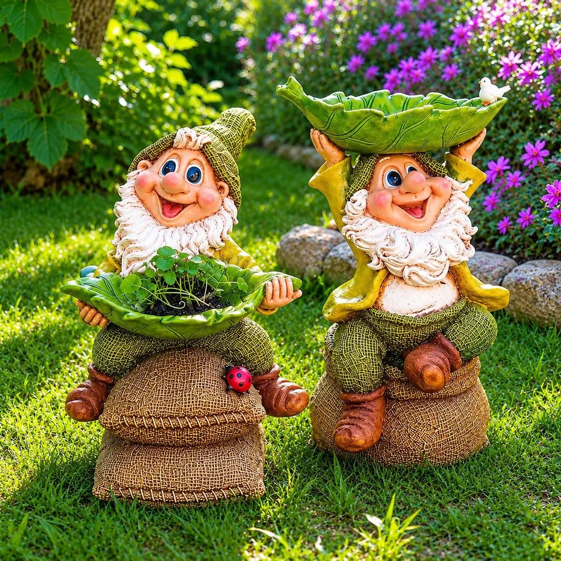 Forward-Bowl- und Overhead-Gnome-Stile in einem Garten