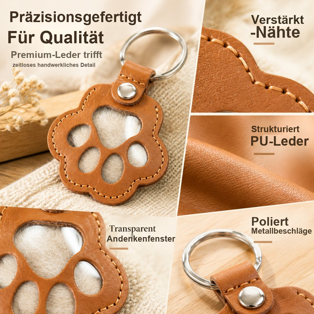 Pfotenförmiger Erinnerungs-Schlüsselanhänger aus Leder zur Aufbewahrung von Tierfell