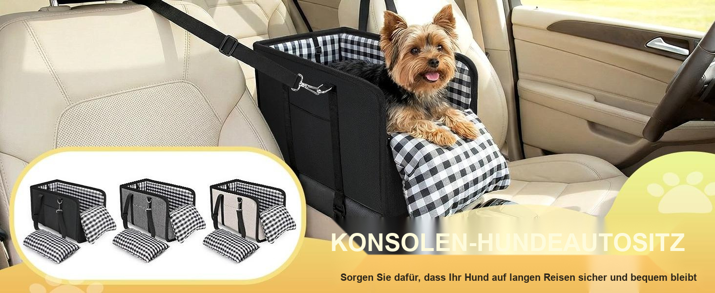 Must-Have Mittelkonsolen-Autositz für Hunde – Sitzerhöhung für kleine Haustiere zur Angstlinderung, ultrasicheres Hundebett mit Armlehne für Reisen, gemütlicher und sicherer Autositz für kleine Hunde und Katzen