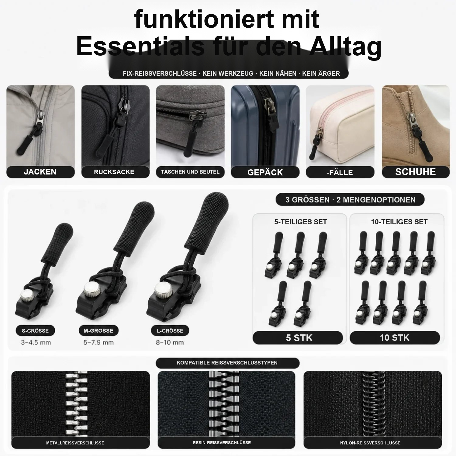 🔧 Universelles Reißverschluss-Reparaturwerkzeug | Soforthilfe für defekte Reißverschlüsse