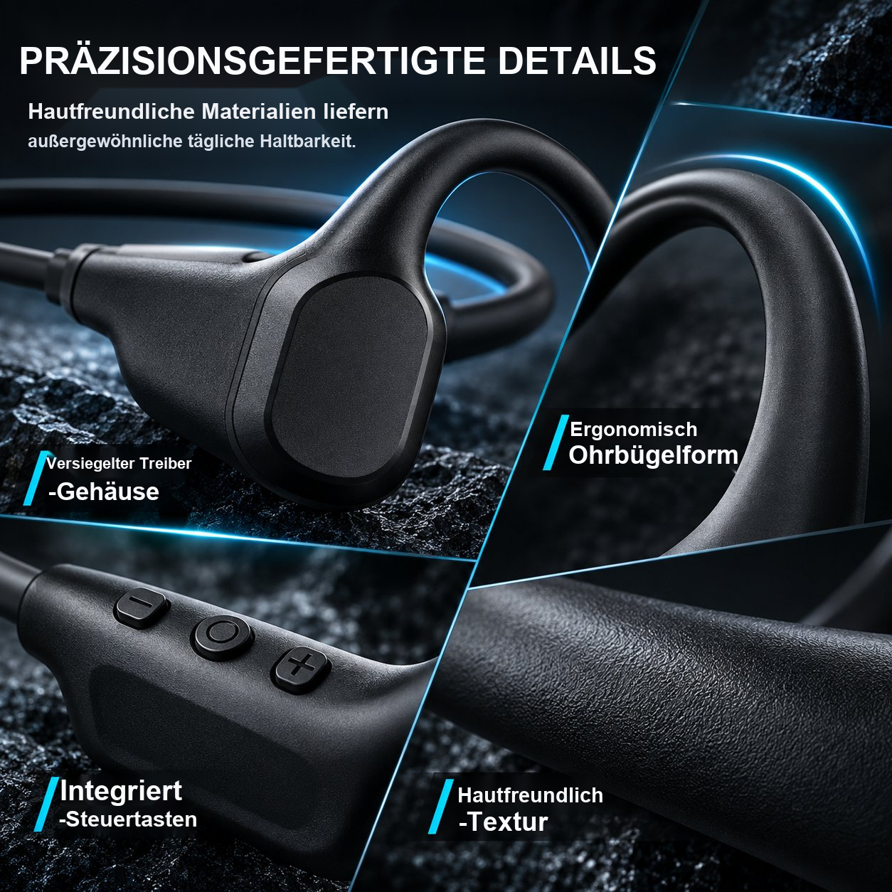 Professionelle Sport-Knochenschallkopfhörer – Bluetooth 6.0, IP67-Wasserschutz, kabelloses Open-Ear-Headset zum Laufen und Radfahren