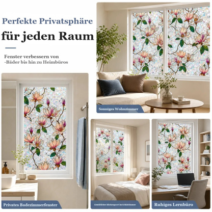 📢📢40 % RABATT !! ⏰ Elektrostatische Regenbogen-Fensterfolie mit dekorativem Blumenmuster