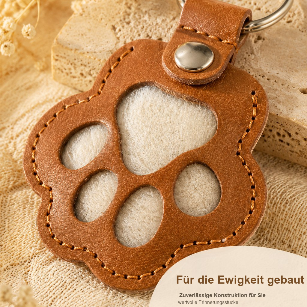 Pfotenförmiger Erinnerungs-Schlüsselanhänger aus Leder zur Aufbewahrung von Tierfell