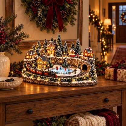 🔥 Animierte Weihnachtsszene mit Zug und Eisbahn ✨