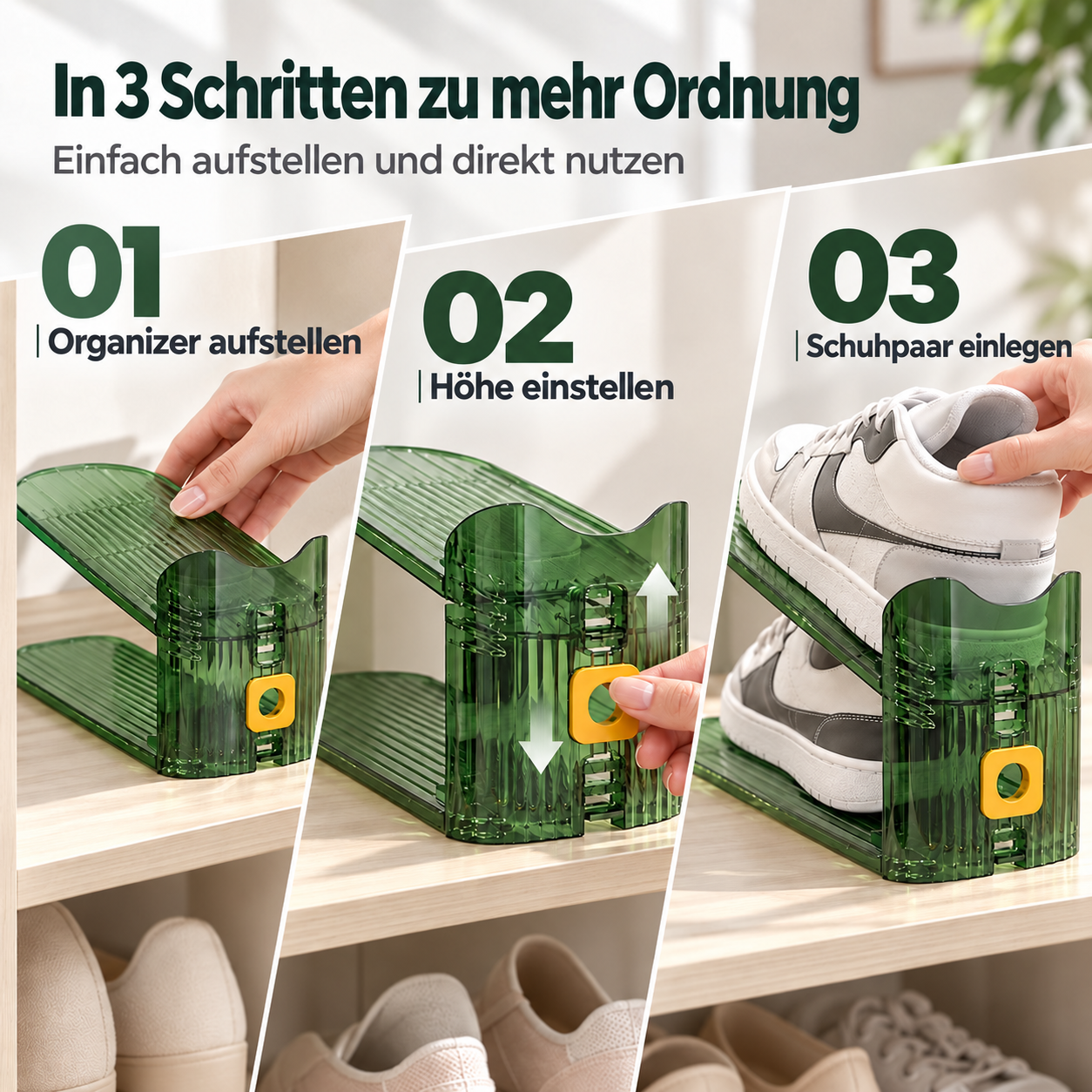 Verstellbarer Schuh-Organizer – Platzsparendes, transparentes Aufbewahrungsregal im minimalistischen Design