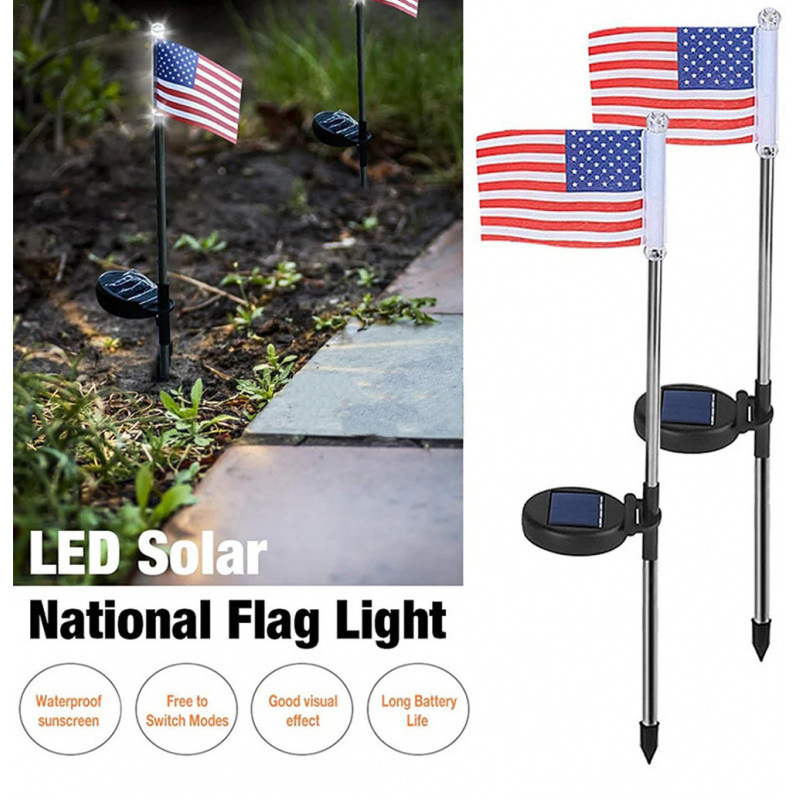 🔥Last Day: 49% OFF🔥8 Solar American Flag Pathway Lights – Red, White & Blue Yard Glow for 250th Independence Celebration 🇺🇸✨