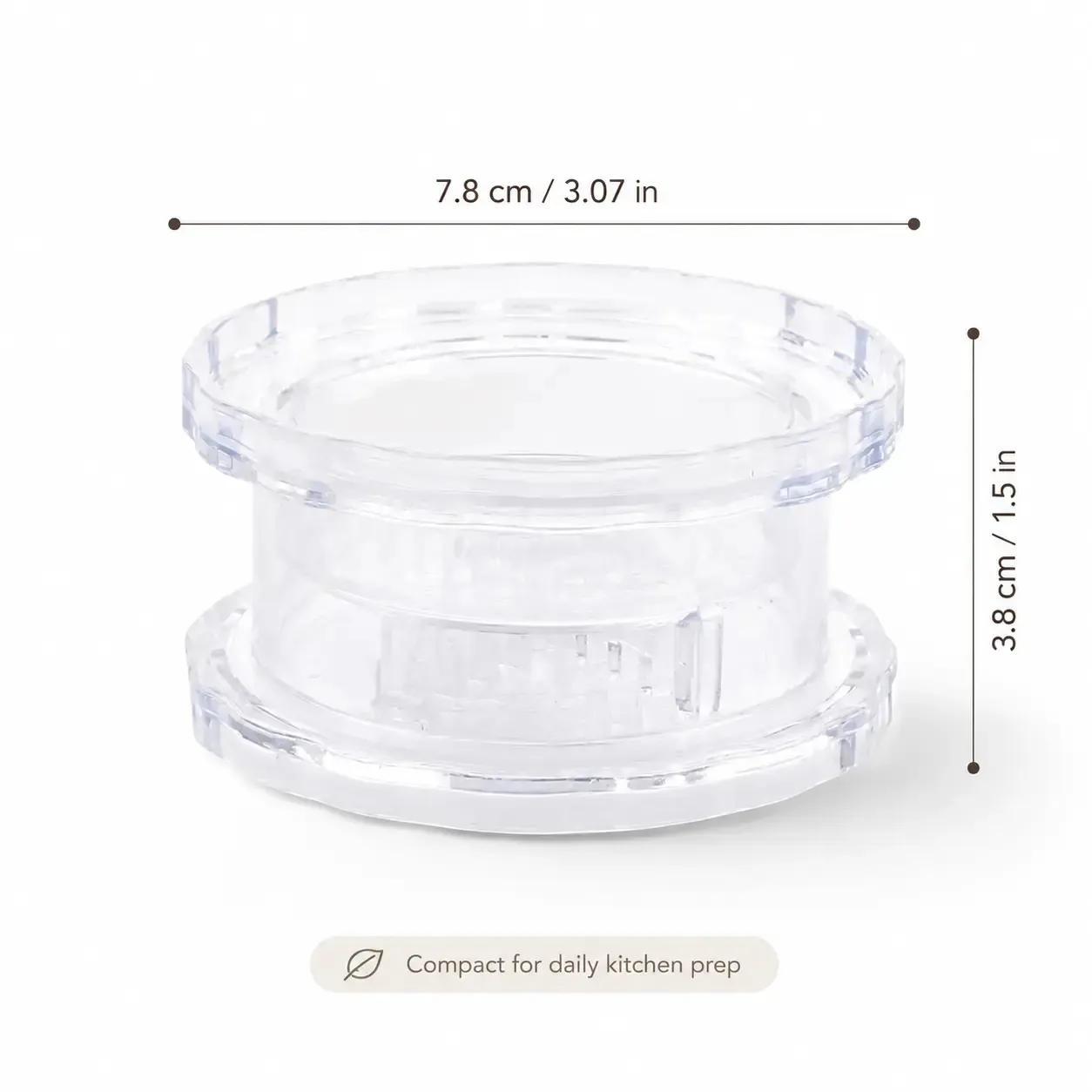 Garlic twister dimensions: 7.8 cm width and 3.8 cm height