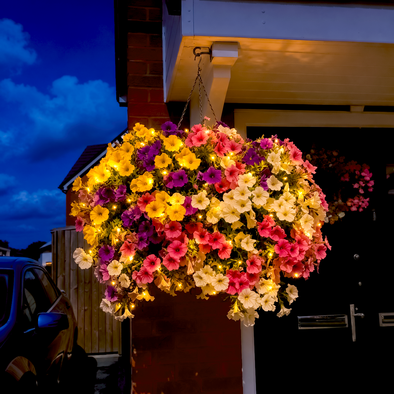 🌸 A Porch That Never Loses Its Bloom · Beautiful by Day, Glowing by Night ✨