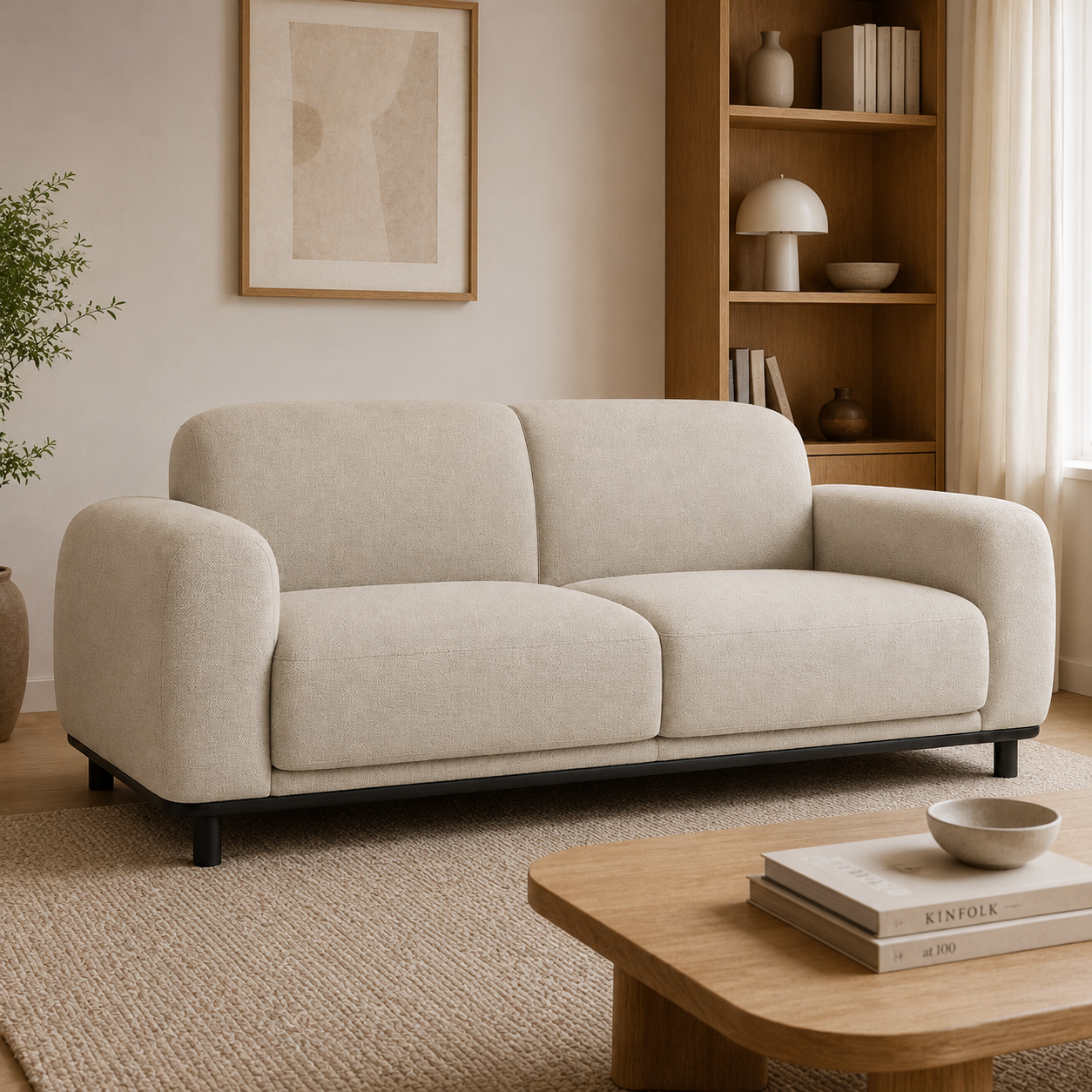 Modernes 2-Sitzer Sofa 180 cm mit weicher Linienführung-SelviaWood