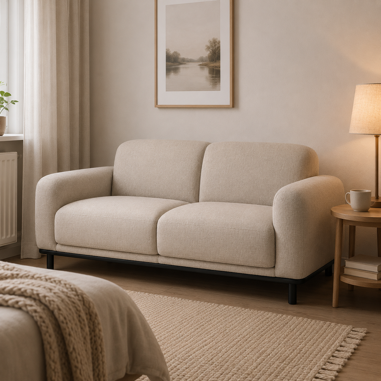 Modernes 2-Sitzer Sofa 180 cm mit weicher Linienführung-SelviaWood