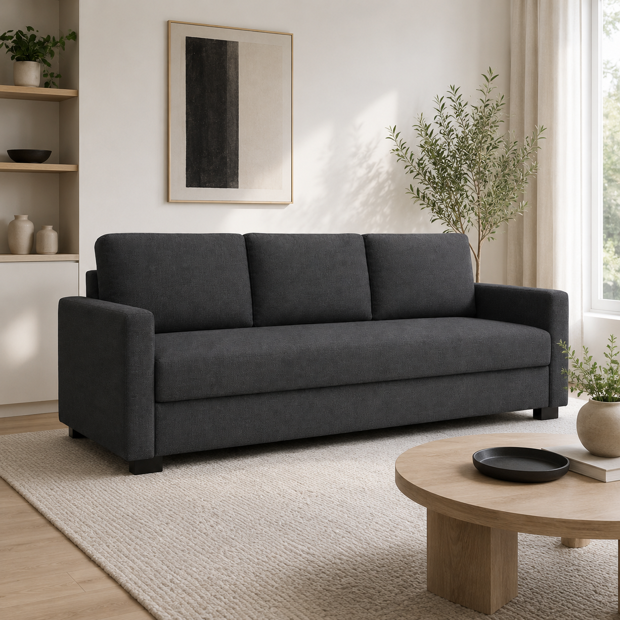 Schlafsofa Dunkelgrau 200 cm mit Bettfunktion-SelviaWood