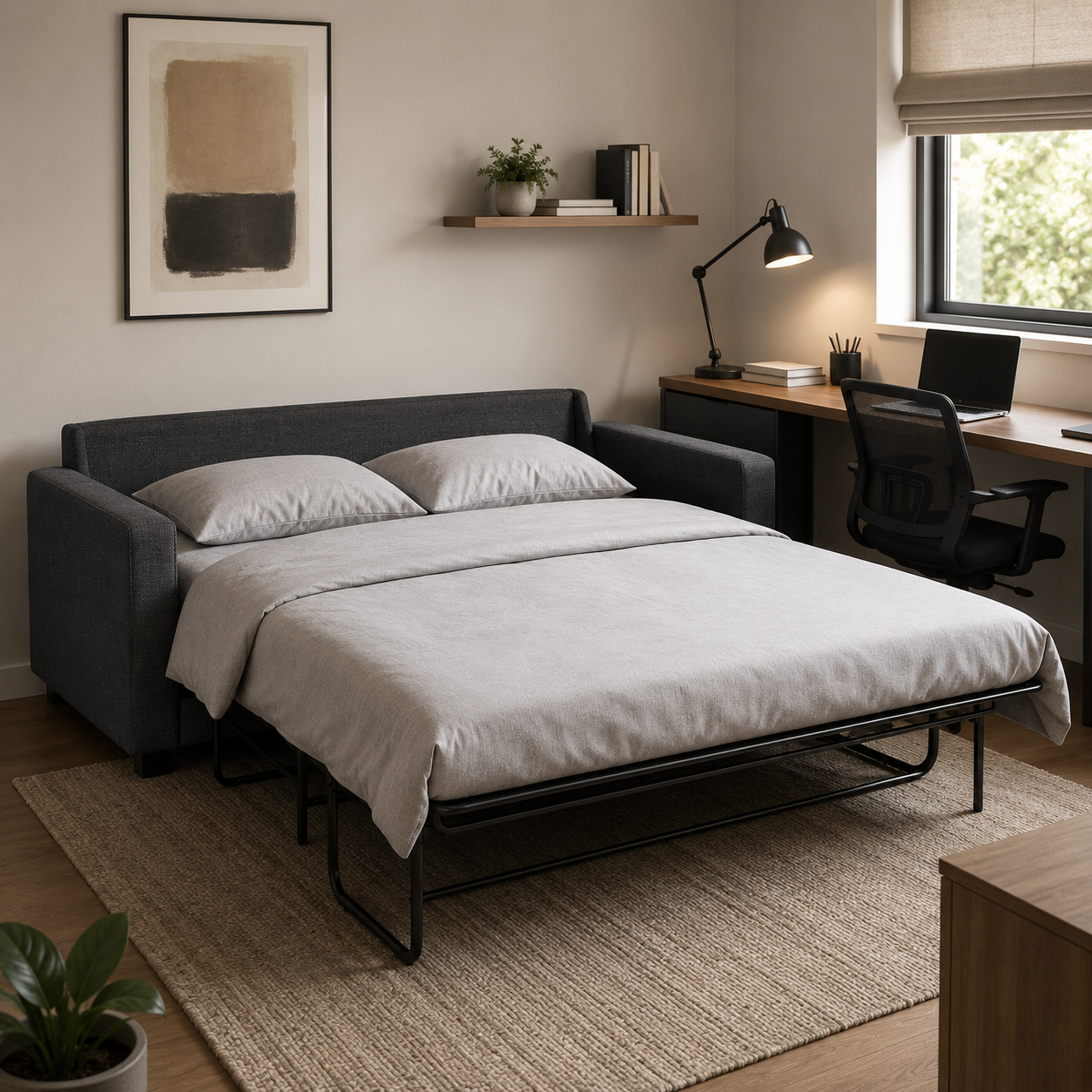 Schlafsofa Dunkelgrau 200 cm mit Bettfunktion-SelviaWood