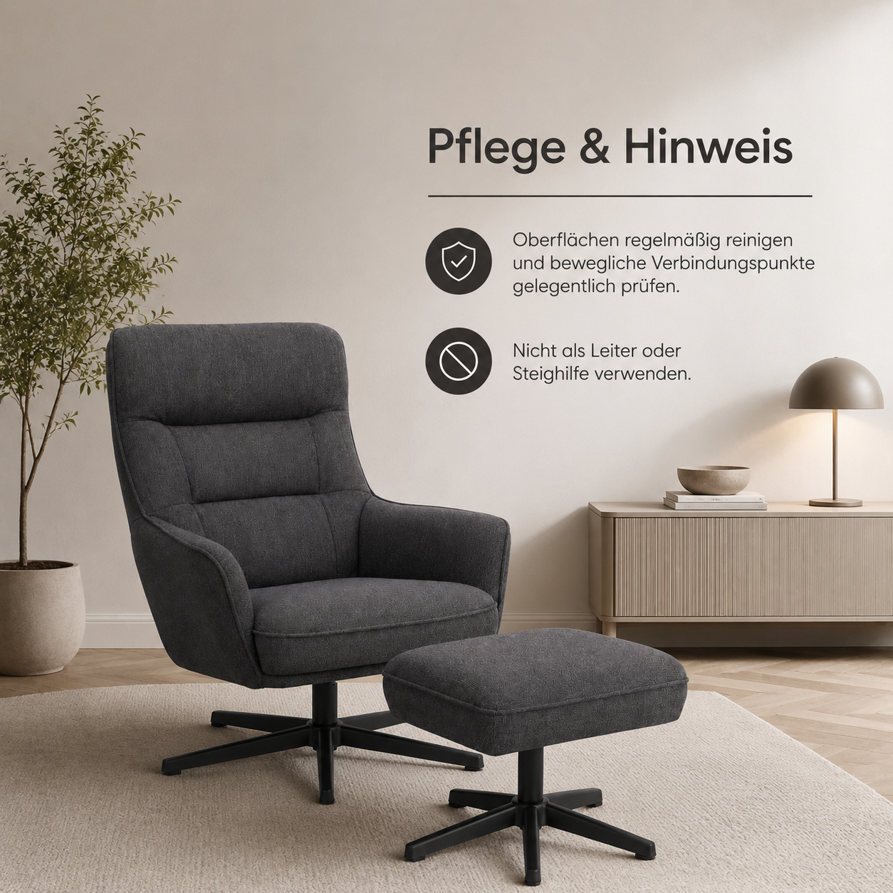 Relaxsessel Anthrazit mit Hocker
