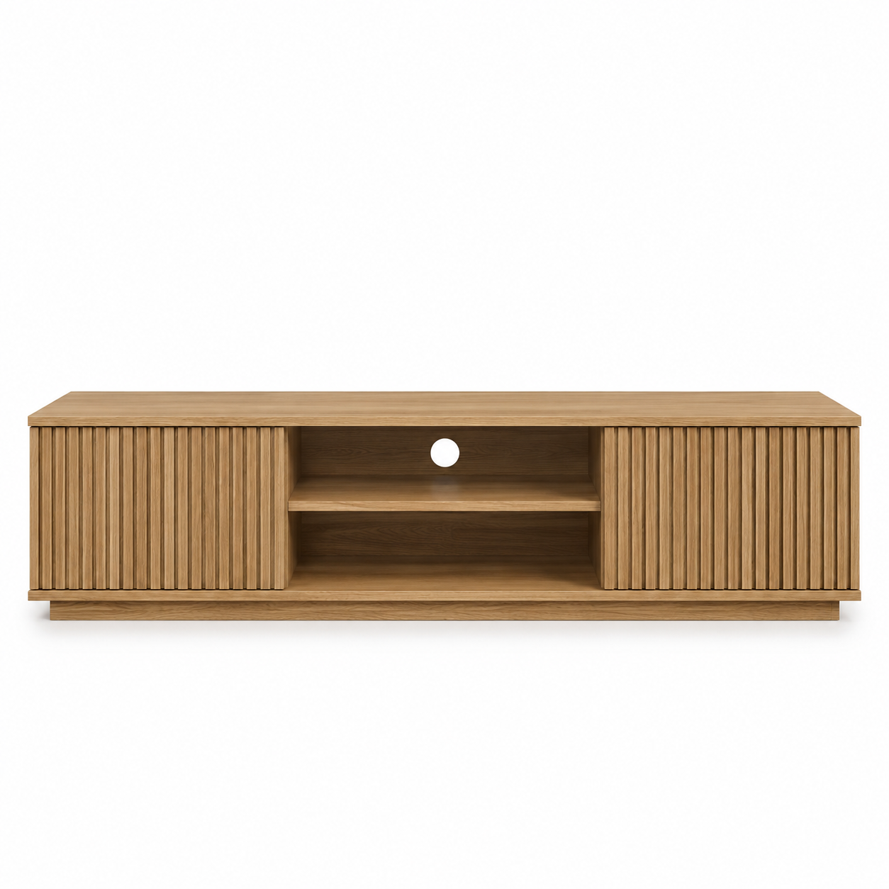 TV-Lowboard Eiche Optik mit Lamellenfront
