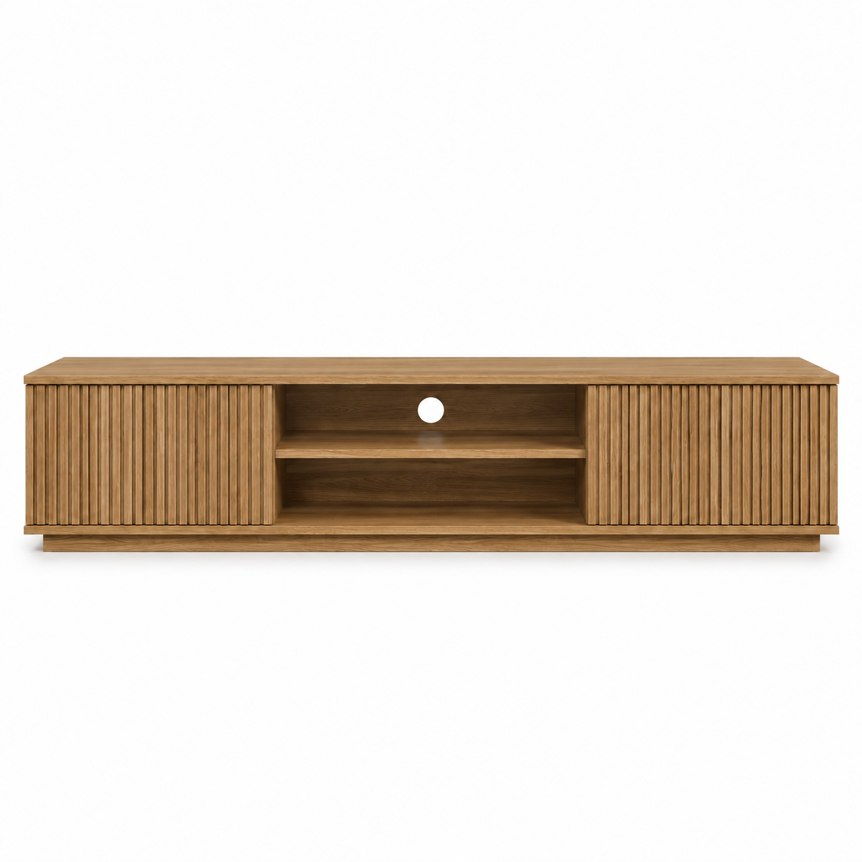 TV-Lowboard Eiche Optik mit Lamellenfront