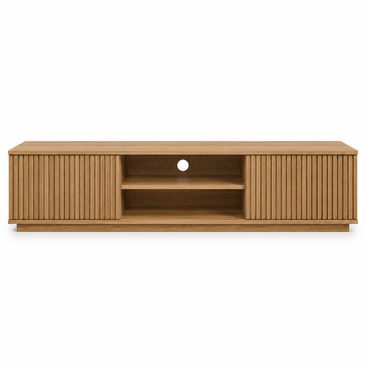TV-Lowboard Eiche Optik mit Lamellenfront-SelviaWood