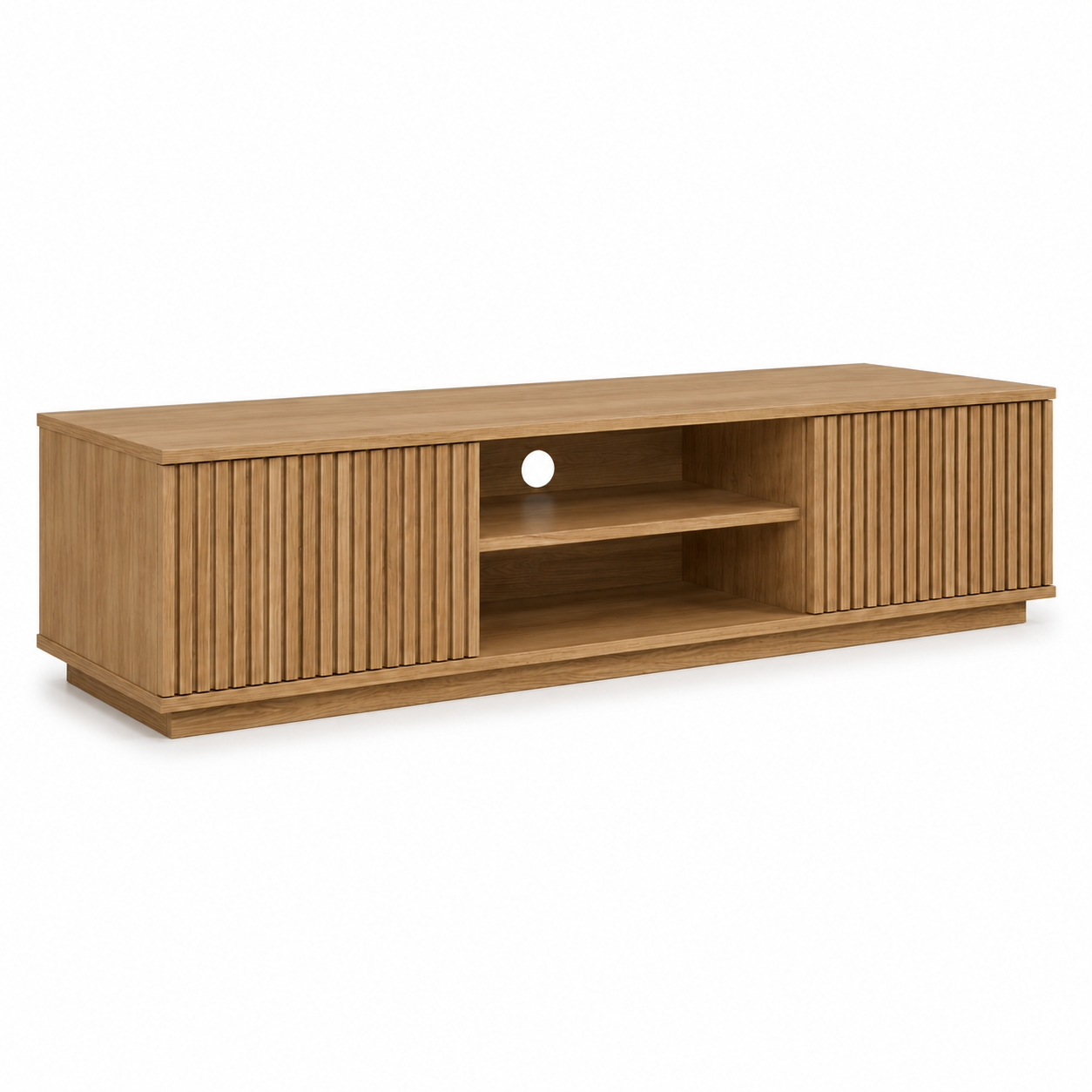 TV-Lowboard Eiche Optik mit Lamellenfront-SelviaWood