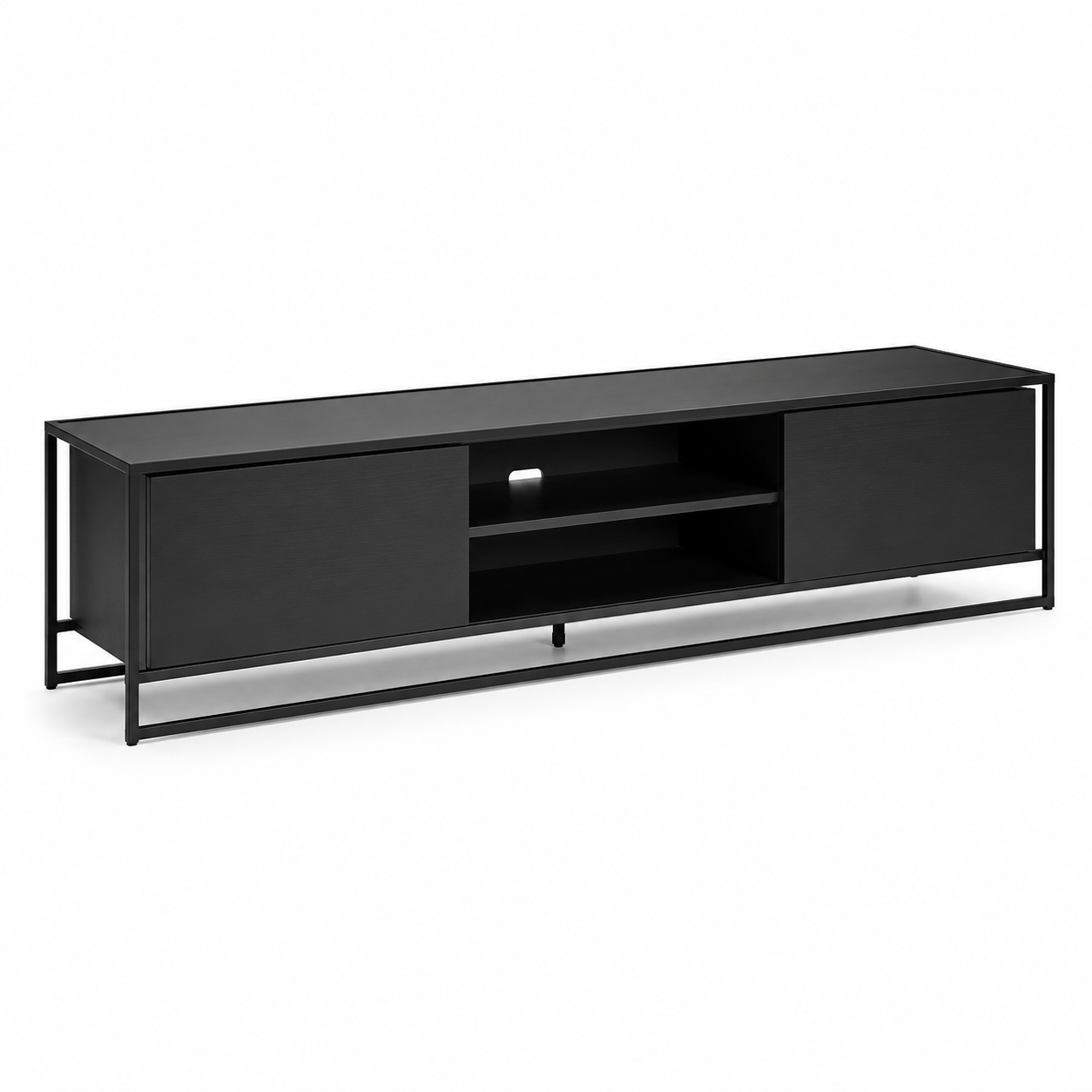 Industrial TV-Lowboard Schwarz 180 cm mit Metallrahmen