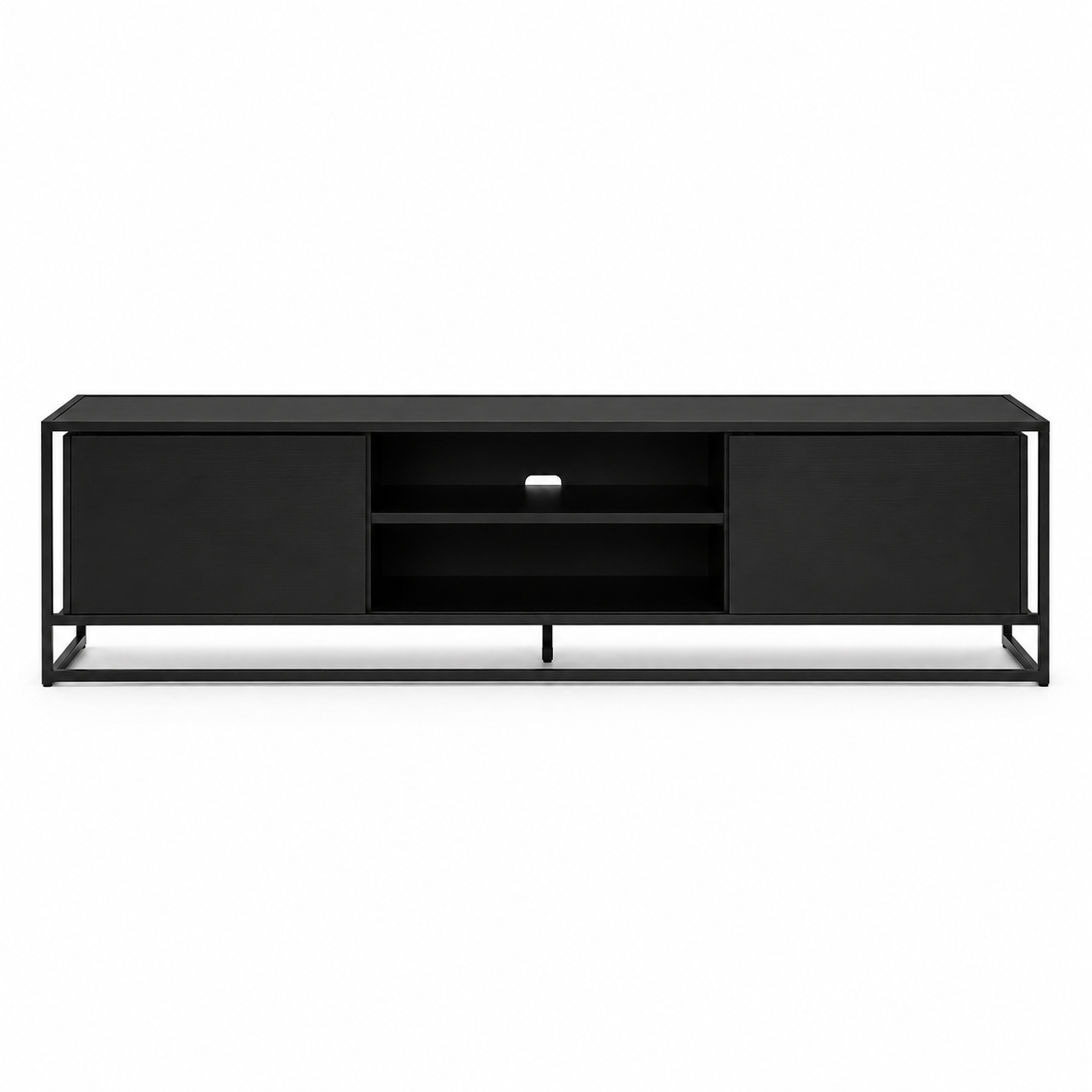 Industrial TV-Lowboard Schwarz 180 cm mit Metallrahmen