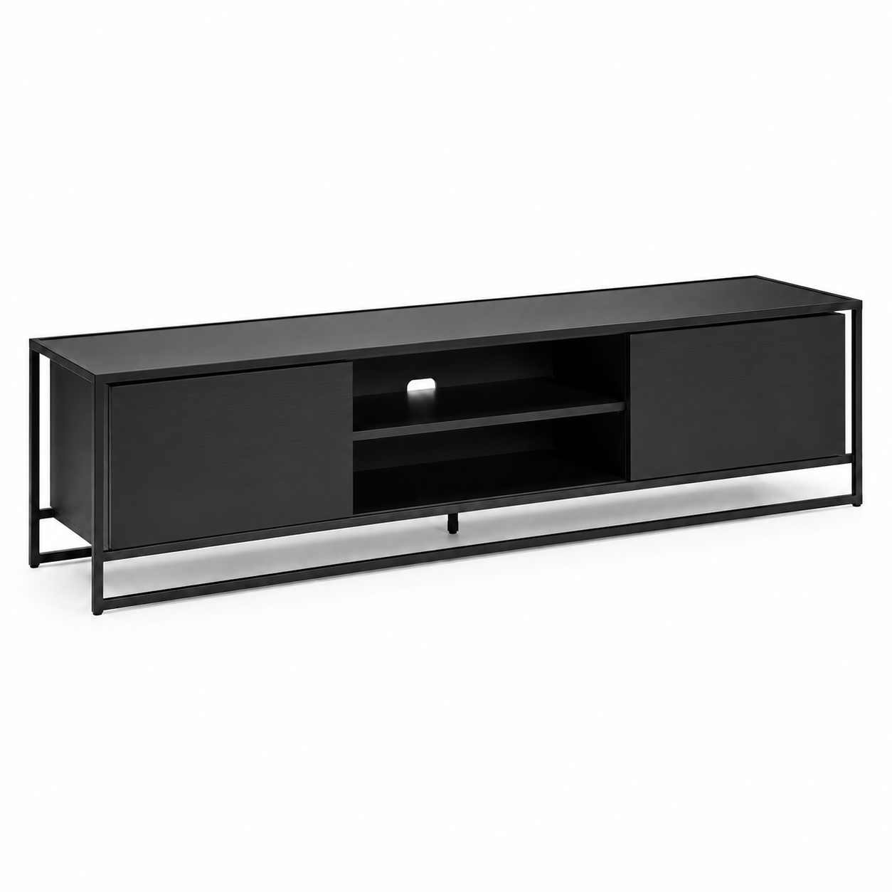 Industrial TV-Lowboard Schwarz 180 cm mit Metallrahmen-SelviaWood