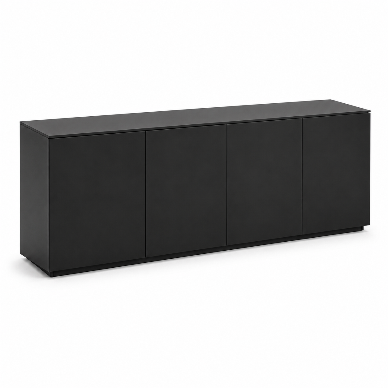 Sideboard Schwarz 160 cm mit Push-to-open Front-SelviaWood