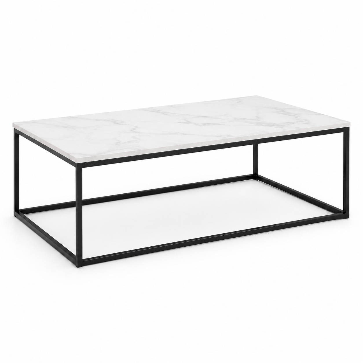 Couchtisch Marmoroptik 110 cm mit schlankem Gestell-SelviaWood