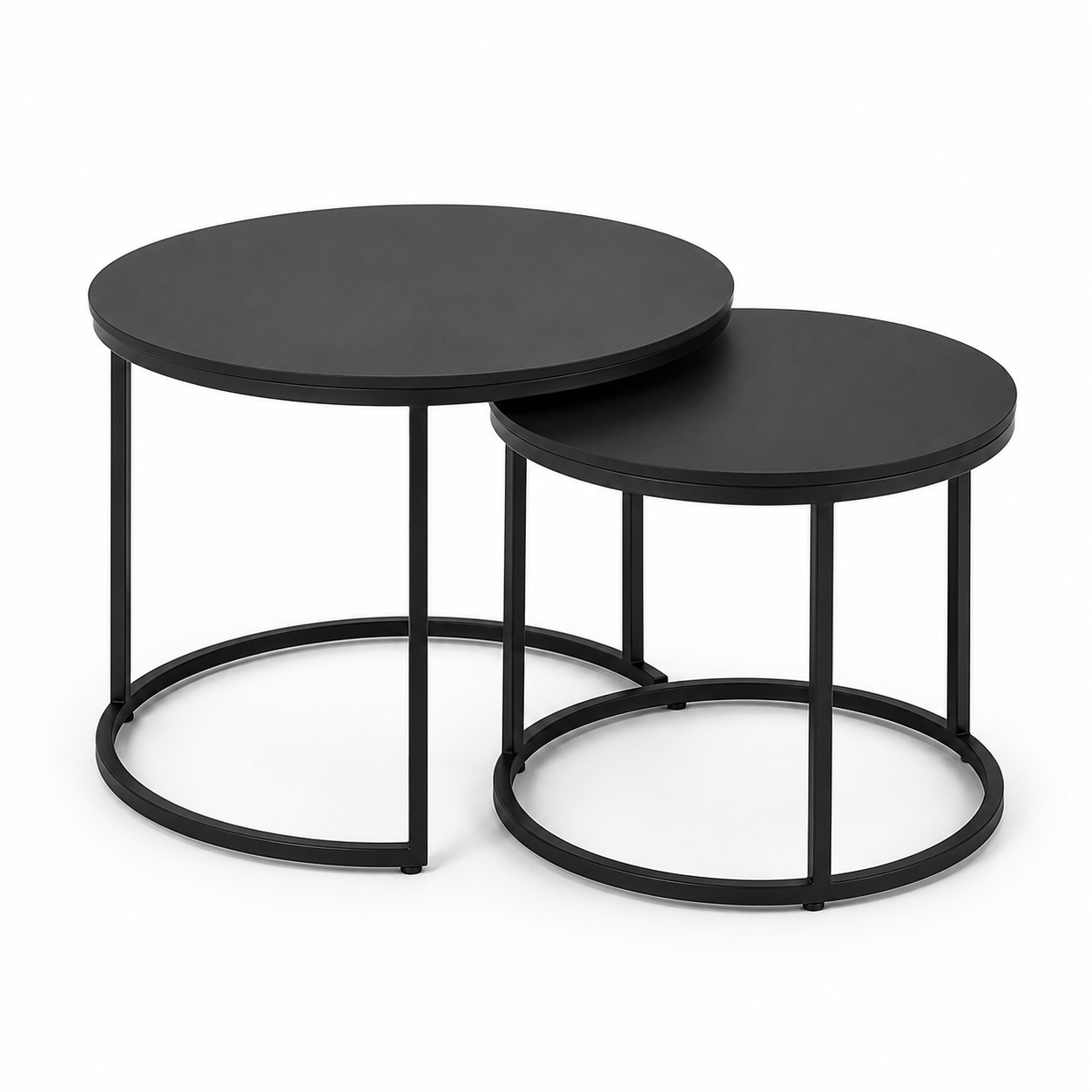 Couchtisch 2er-Set Schwarz Metall rund