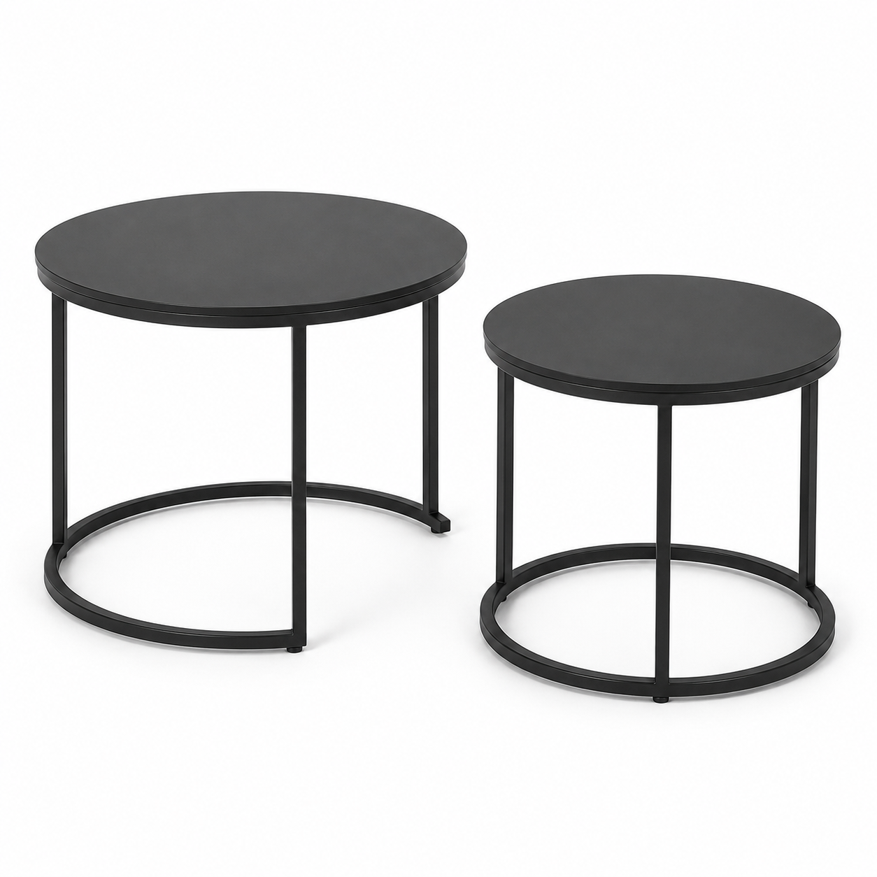 Couchtisch 2er-Set Schwarz Metall rund