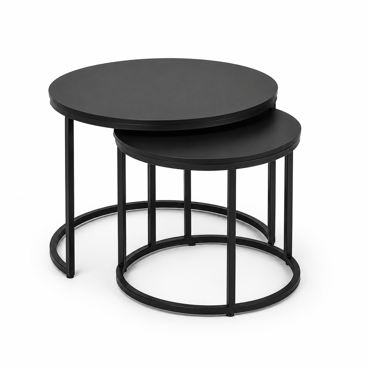 Couchtisch 2er-Set Schwarz Metall rund-SelviaWood