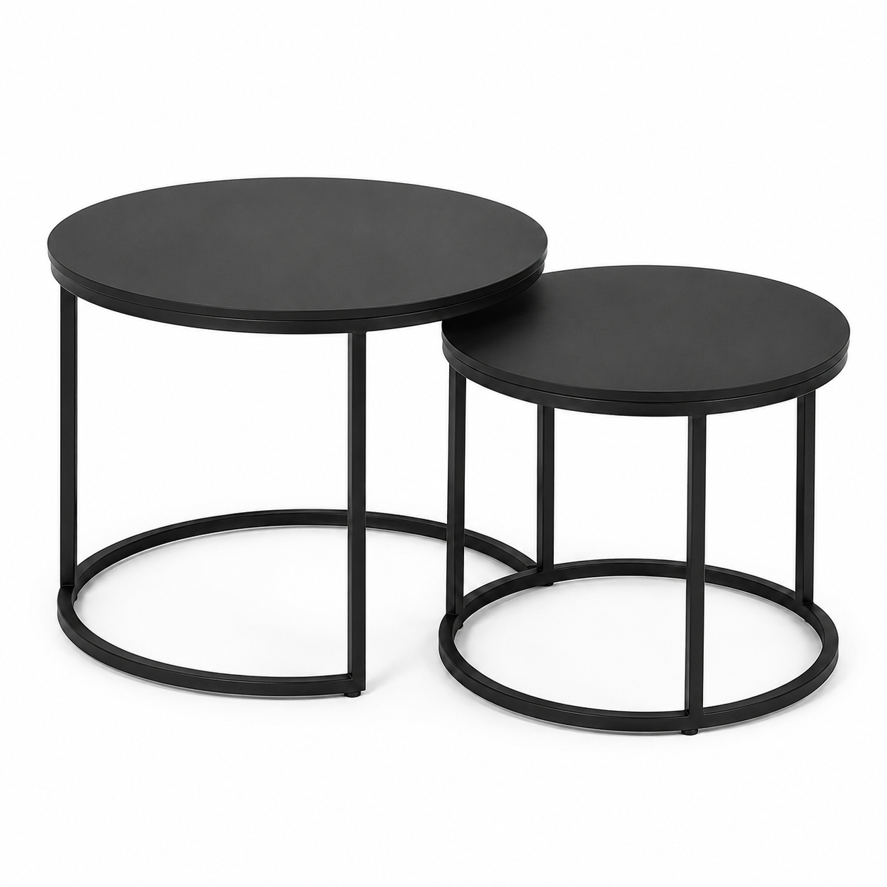 Couchtisch 2er-Set Schwarz Metall rund-SelviaWood