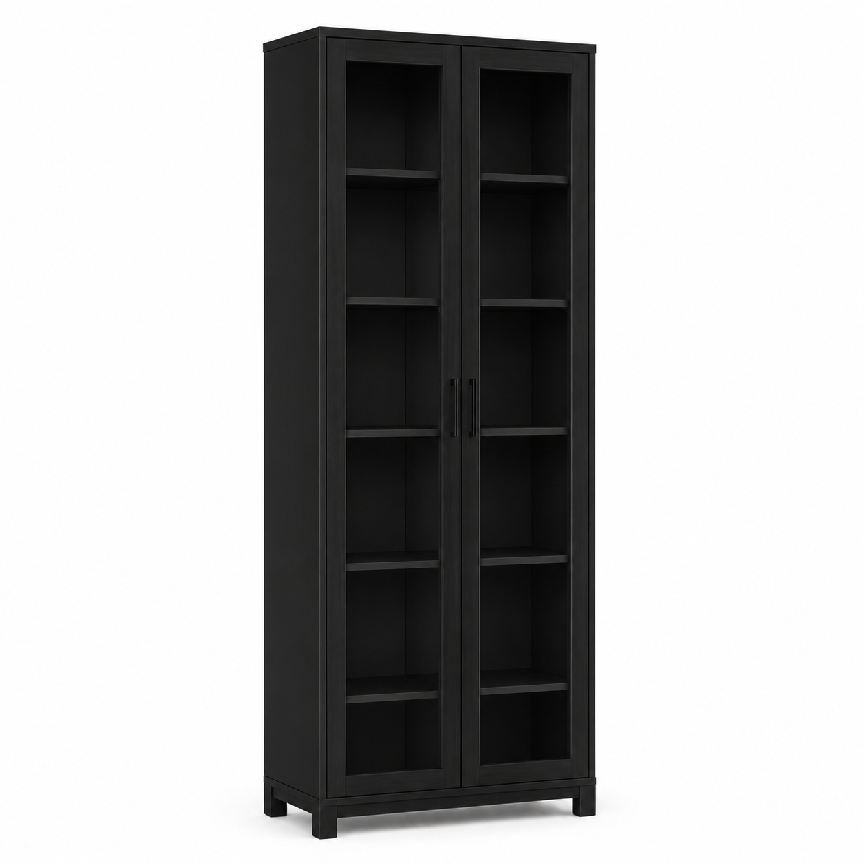Vitrine Schwarz 180 cm mit Glasfront