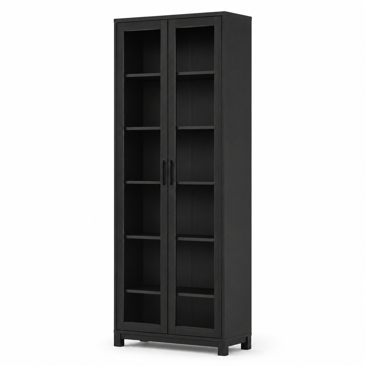 Vitrine Schwarz 180 cm mit Glasfront