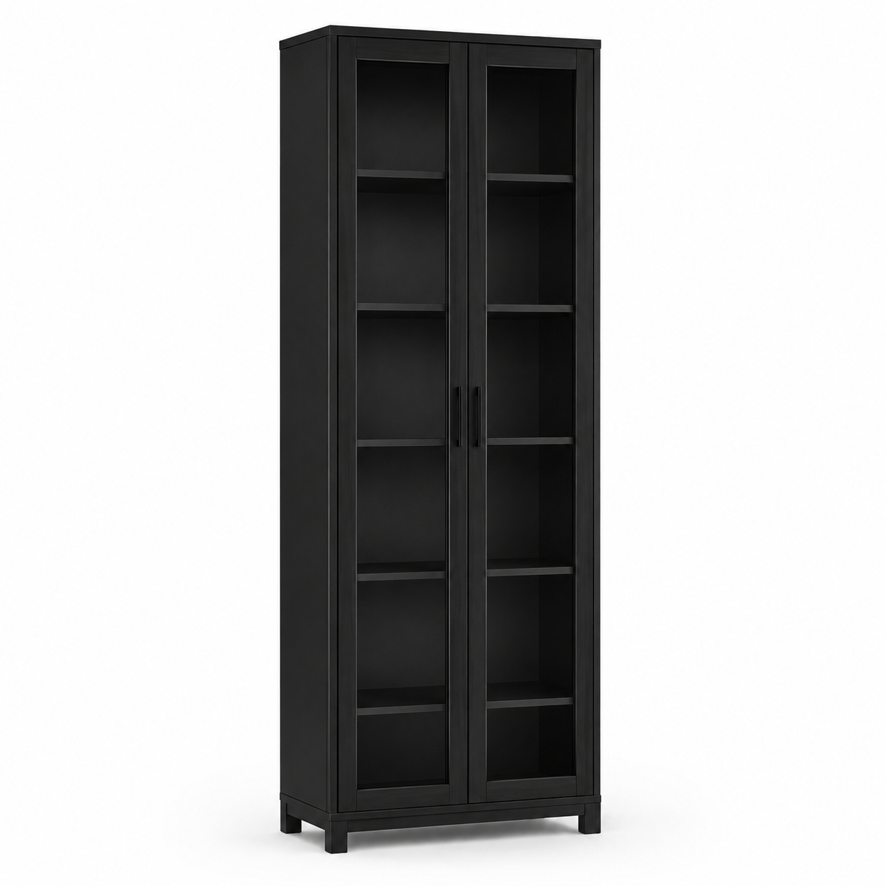 Vitrine Schwarz 180 cm mit Glasfront