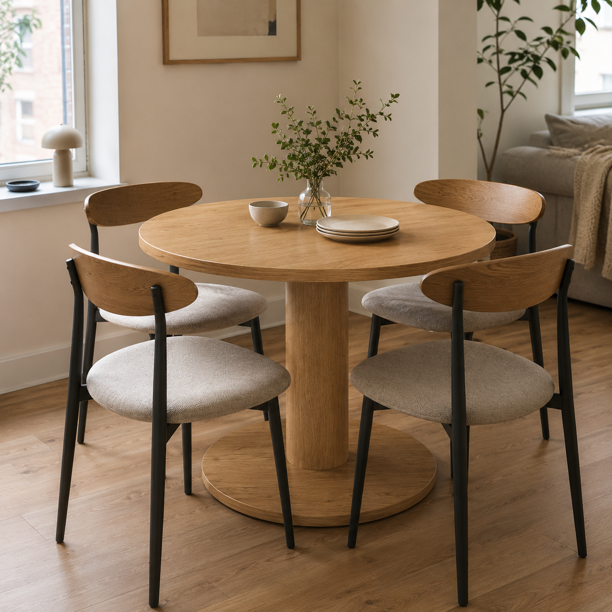 Runder Esstisch 110 cm mit Mittelfuß-SelviaWood