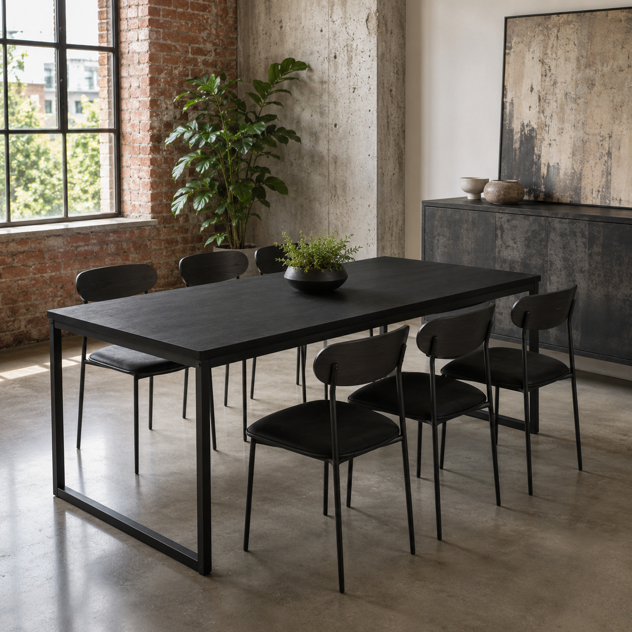 Esstisch Schwarz 160 cm mit Metallgestell-SelviaWood