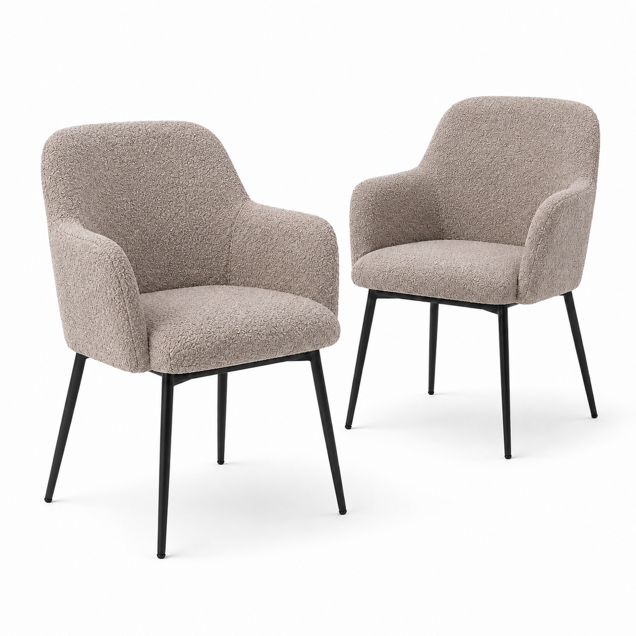 Esszimmerstuhl Bouclé 2er-Set 85 cm mit Armlehnen-SelviaWood