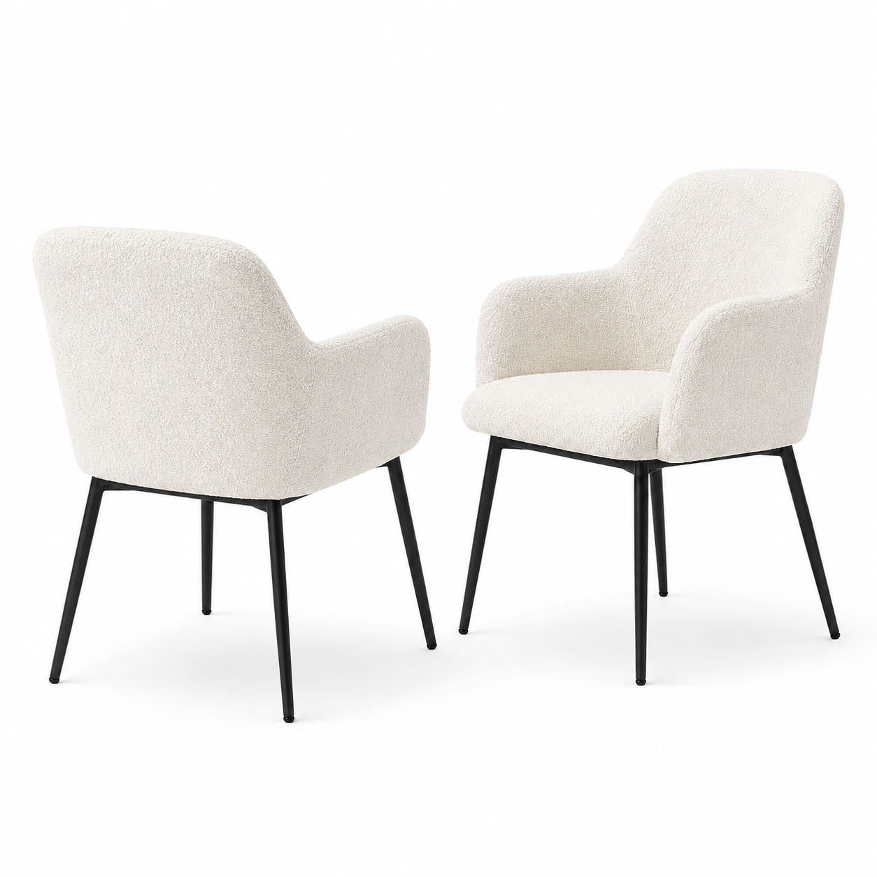 Esszimmerstuhl Bouclé 2er-Set 85 cm mit Armlehnen-SelviaWood