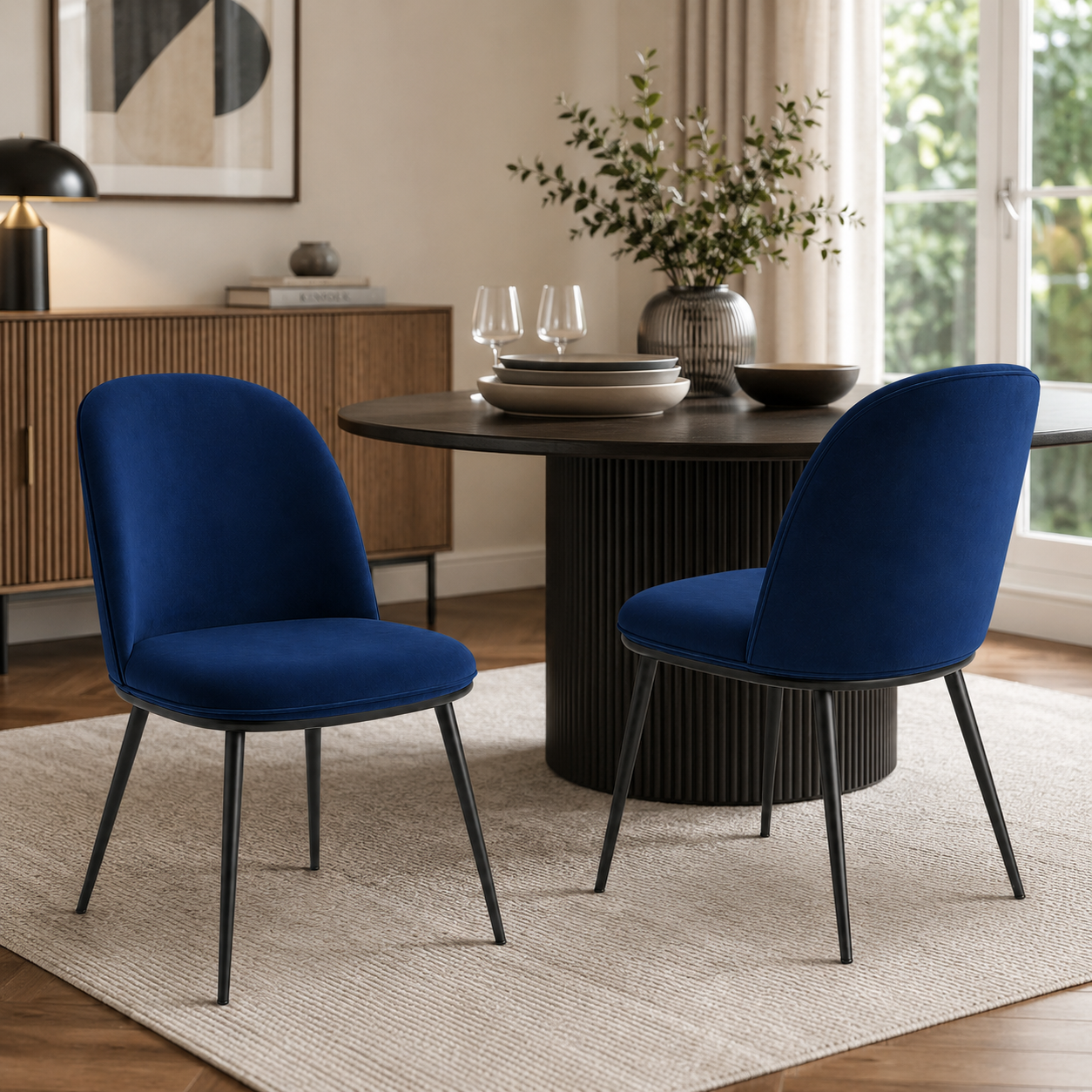 Esszimmerstuhl Samt 2er-Set 86 cm mit Metallbeinen-SelviaWood