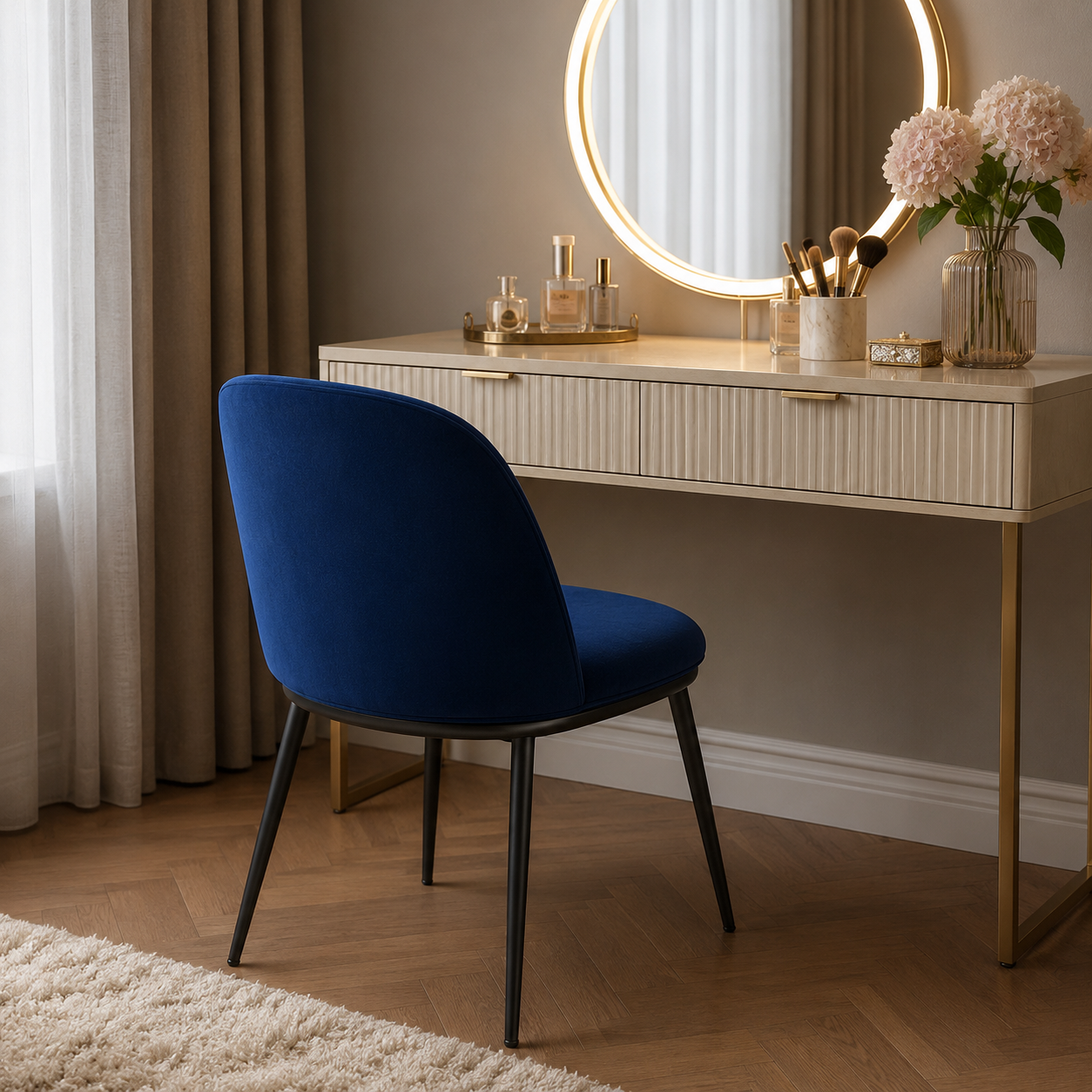 Esszimmerstuhl Samt 2er-Set 86 cm mit Metallbeinen-SelviaWood