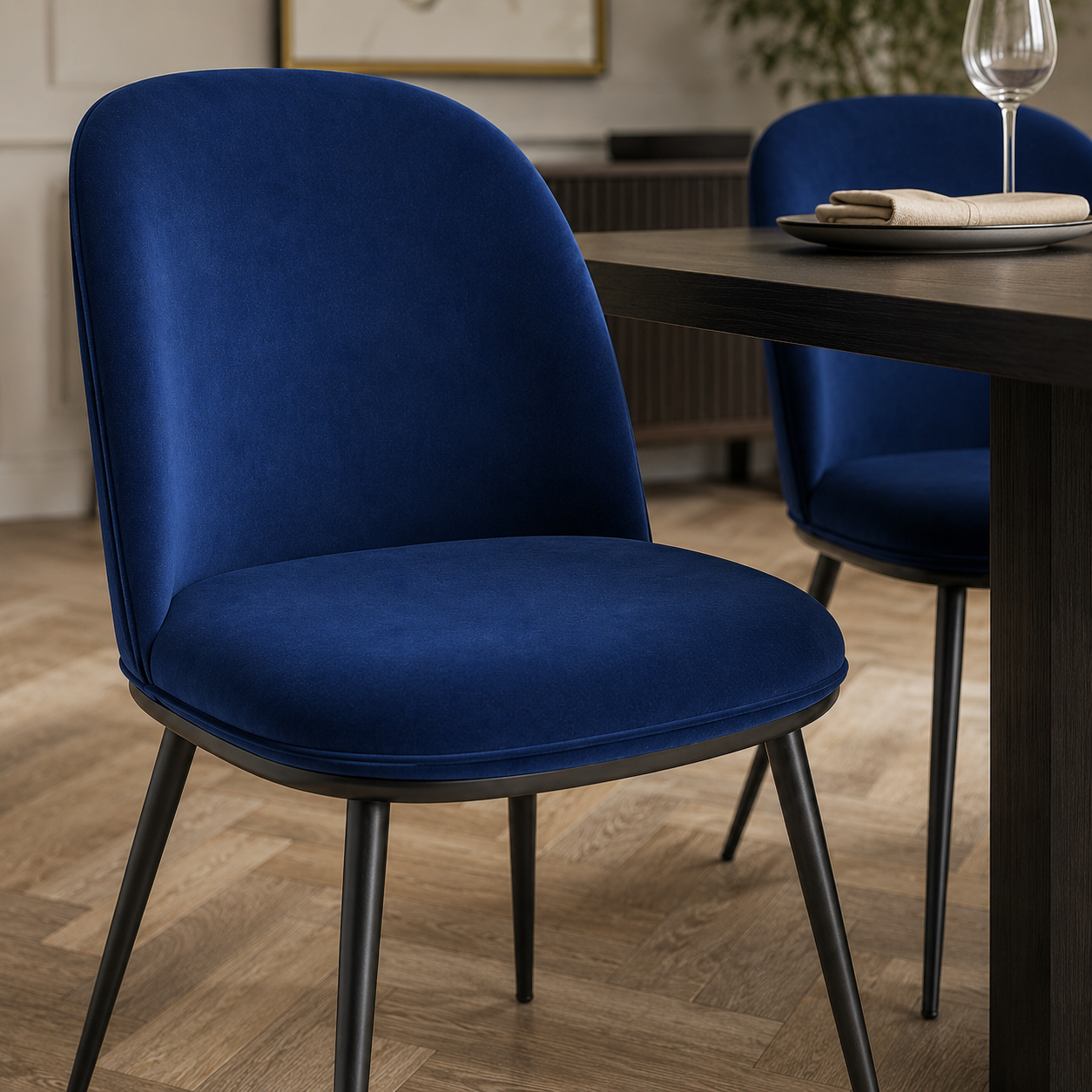 Esszimmerstuhl Samt 2er-Set 86 cm mit Metallbeinen-SelviaWood