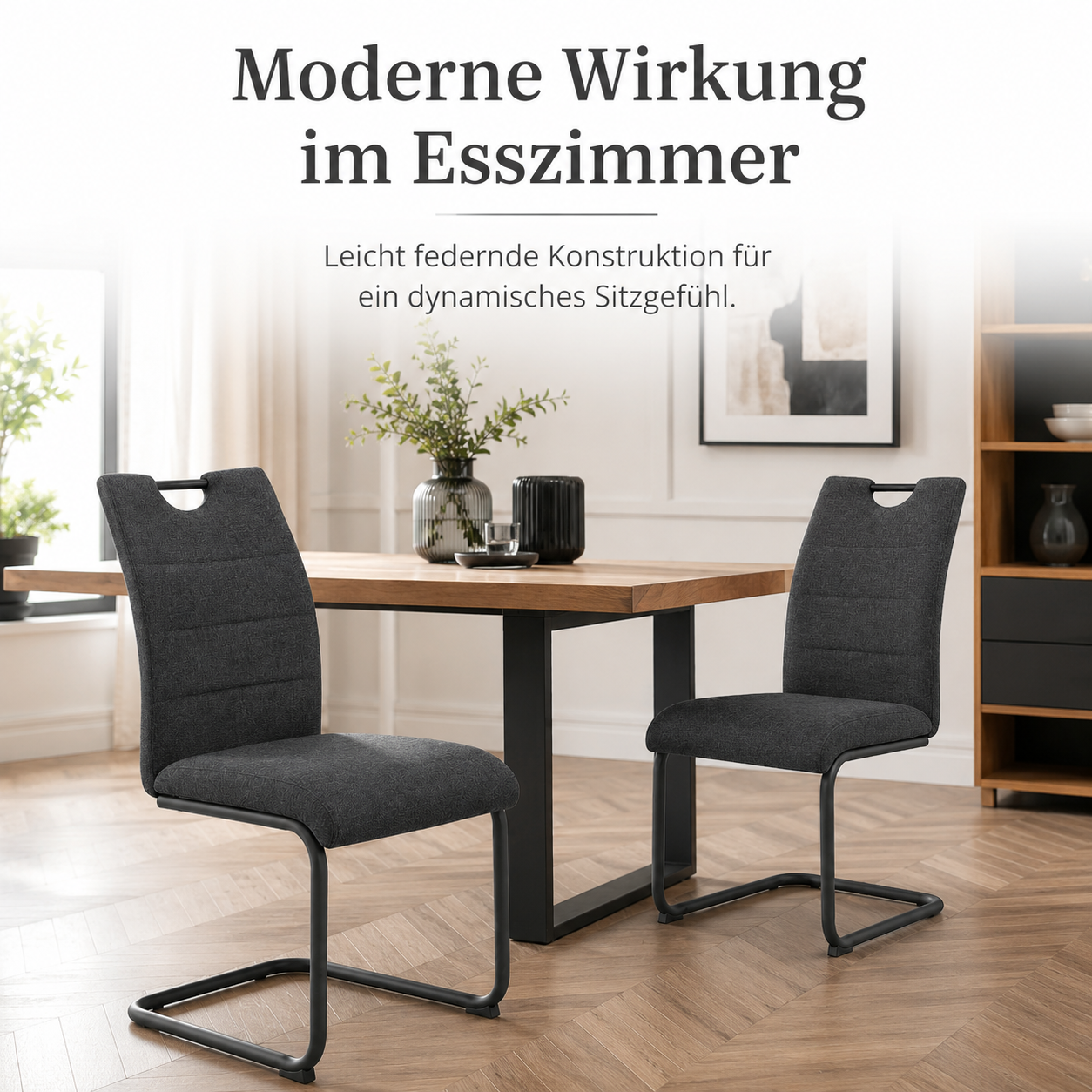 Freischwinger Stuhl Anthrazit 2er-Set
