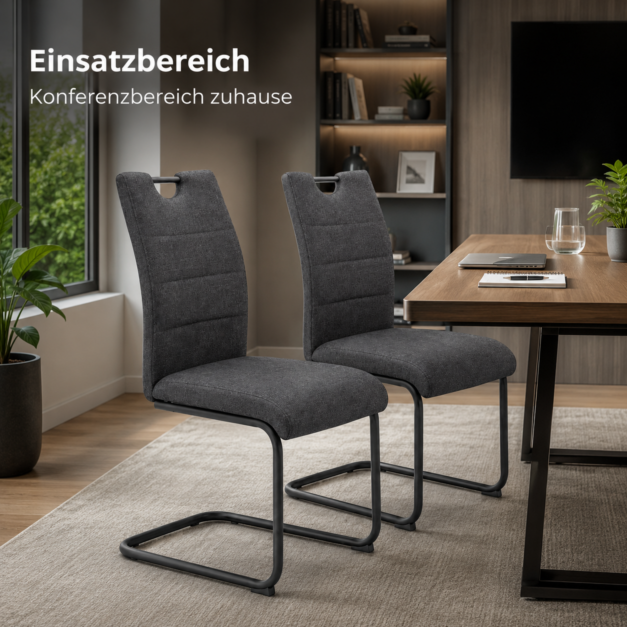 Freischwinger Stuhl Anthrazit 2er-Set