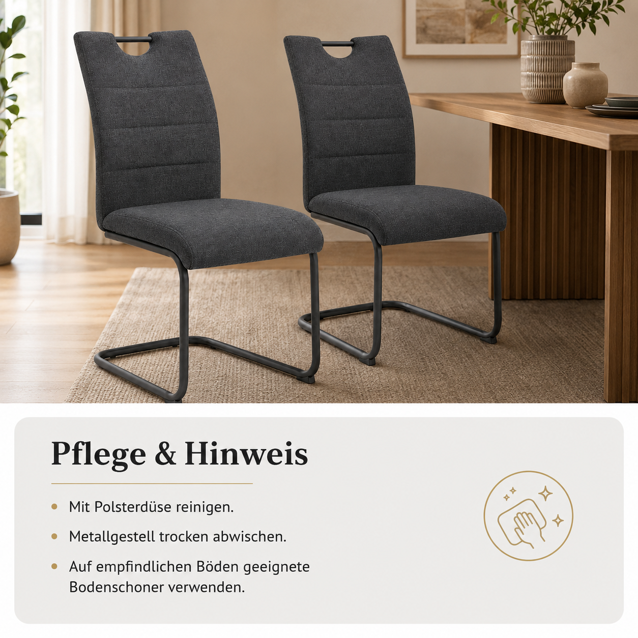 Freischwinger Stuhl Anthrazit 2er-Set